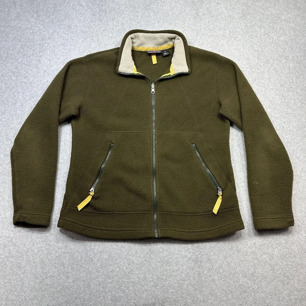 Vintage Patagonia Synchilla Jacket Women Medium Brown Green Zip Pockets 2000 USA